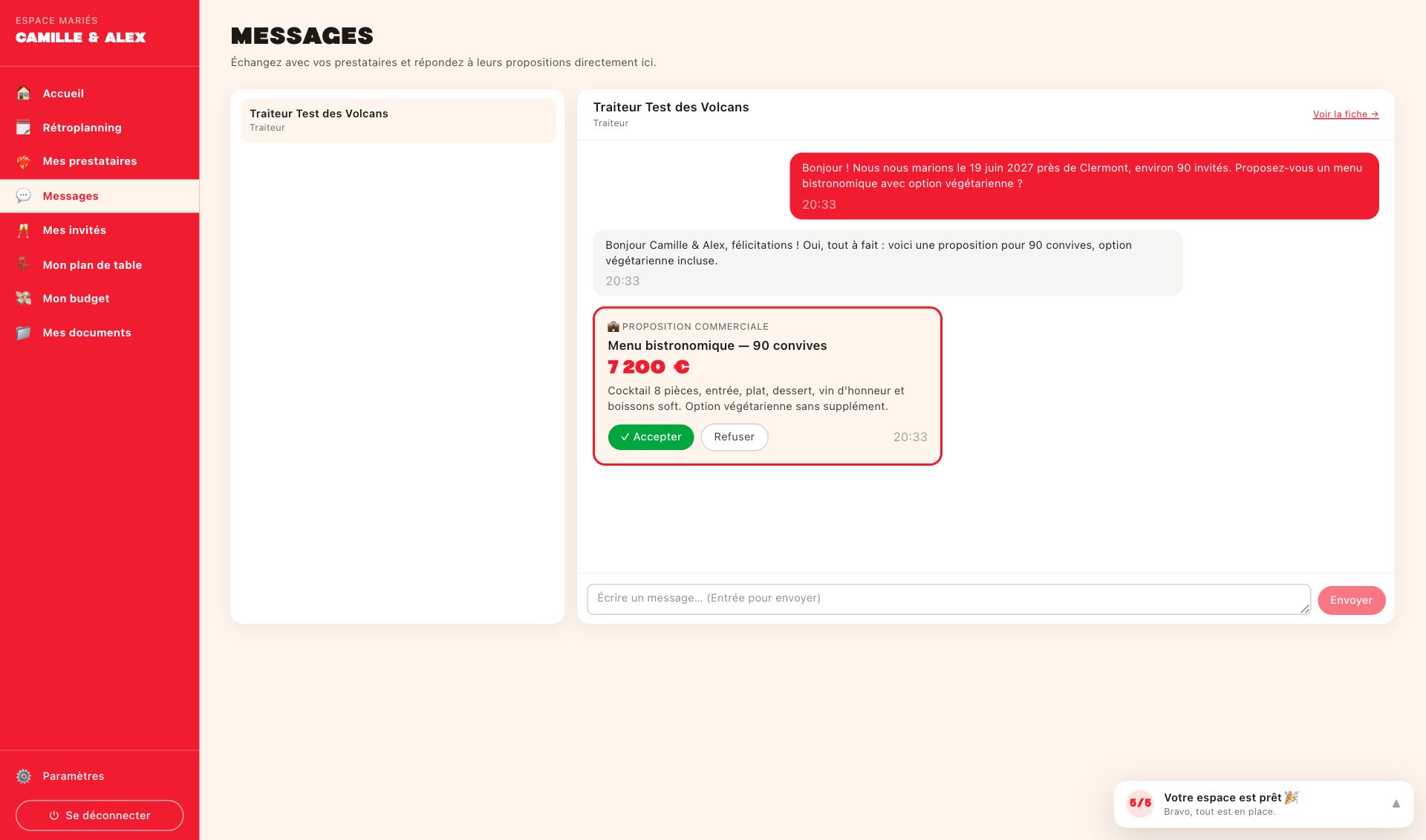La messagerie et les propositions commerciales